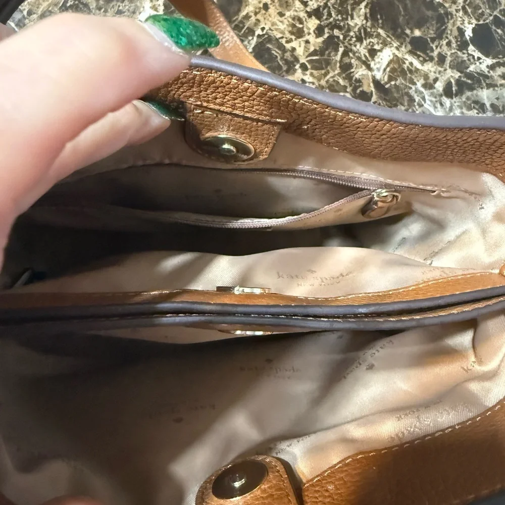 Kate Spade Leila Small Bucket Bag Pebbled Leather Warm Gingerbread